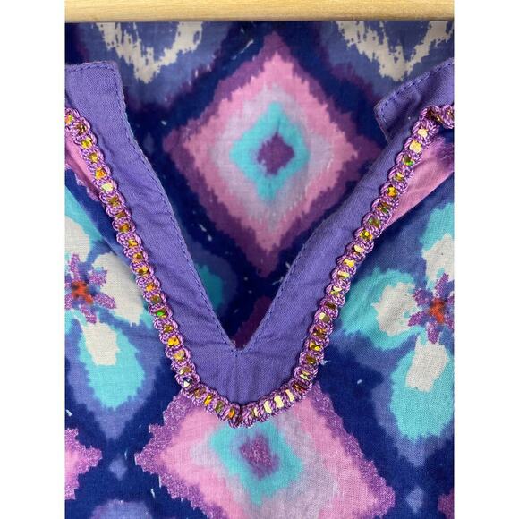 BIBA Women's 4 Blue Purple Sequin Crochet Lace Boho Sheath Dress - Picture 5 of 8